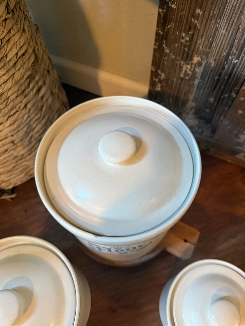 Vintage Pfaltzgraff Yorktowne Canister Set of 3 USA Flour Sugar Coffee Copyright